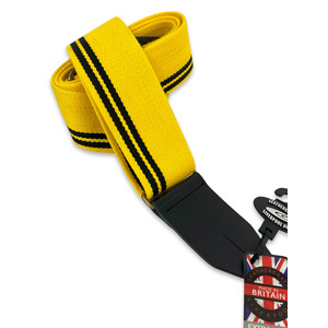 Leather Graft Adjustable Racing Stripe Guitar Strap  - Yellow/Black