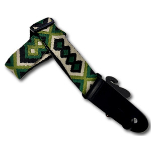 Leather Graft Mandolin & Ukulele Cotton Diamond Strap - Green - Green