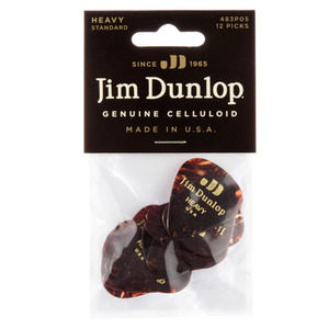 Jim Dunlop Genuine Celluloid Tortoiseshell Guitar Pick 12 Pack