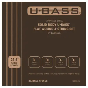 Kala KA-BASS-4FW-SC Flat Wound Solid Body U-BASS Strings - 4-String Set