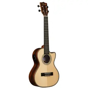 Kala KASSEBYTCE Solid Spruce Striped Ebony Tenor Ukulele w/ Cutaway & EQ