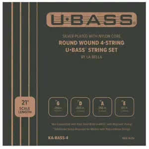 Kala KA-BASS-4 Silver Plated Nickel Core Round Wound U-BASS Strings - 4-String Set