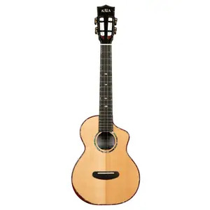 Kala Contour Deluxe All Solid Gloss Spruce Rosewood Tenor Ukulele w/ Cutaway and Bag