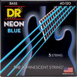 DR Hi-Def Coated Bass Strings Neon Blue (5 Strings)
