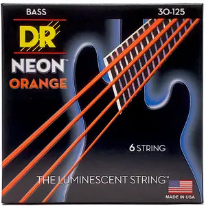 DR Hi-Def Coated Bass Strings Neon Orange (6 Strings) - 30-125
