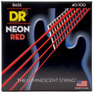 DR Hi-Def Coated Bass Strings Neon Red (4 Strings)