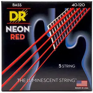 DR Hi-Def Coated Bass Strings Neon Red (5 Strings)