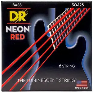 DR Hi-Def Coated Bass Strings Neon Red (6 Strings) - 30-125