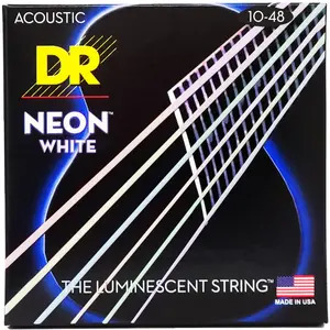 DR Hi-Def Acoustic Guitar Strings Neon White - 10-48
