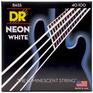 DR Hi-Def Coated Bass Strings Neon White (4 Strings)