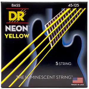 DR Hi-Def Coated Bass Strings Neon Yellow (5 Strings)