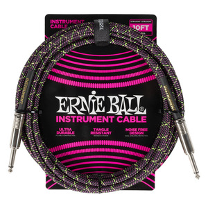 Ernie Ball 10' Braided Strt/strt Cable - Purple Python