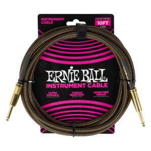 Ernie Ball 10' Braided Strt/strt Cable - Pay Dirt (Gold)