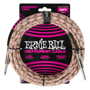 Ernie Ball 18' Braided Strt/strt Cable - Emerald Argyle