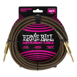 Ernie Ball 18' Braided Strt/strt Cable - Pay Dirt (Gold)