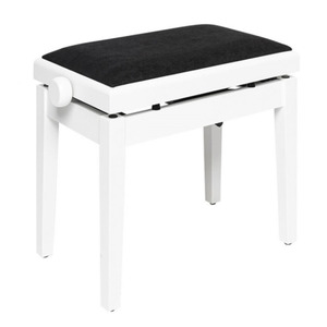 Stagg Complete Height Adjustable Piano Bench - Gloss White With Black VELVET Top