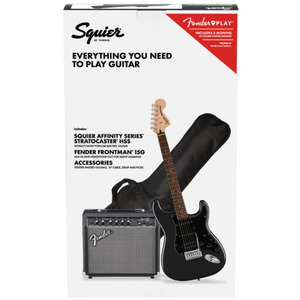 Squier Affinity Stratocaster HSS Electric Guitar Package with 15G Amp - Charcoal Frost Metallic