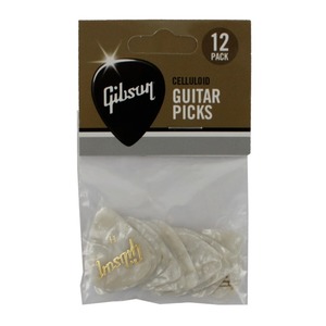 Gibson White Pearloid Picks - 12 Pack - Heavy