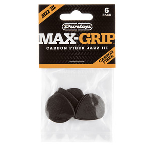 Jim Dunlop Jazz III MAX GRIP Guitar Picks - Carbon 6 Pack