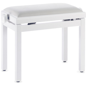 Stagg Complete Height Adjustable Piano Bench - Polished White With White VelvetTop