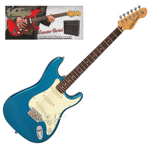 Vintage V60 Coaster Electric Guitar Package - Candy Apple Blue