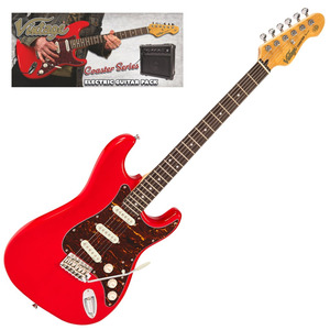 Vintage V60 Coaster Electric Guitar Package - Gloss Red