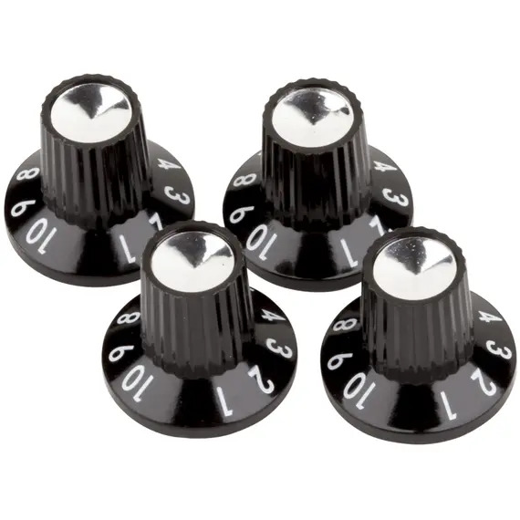 Fender Black/Silver Skirted (1-10) Push-On Amplifier Knobs
