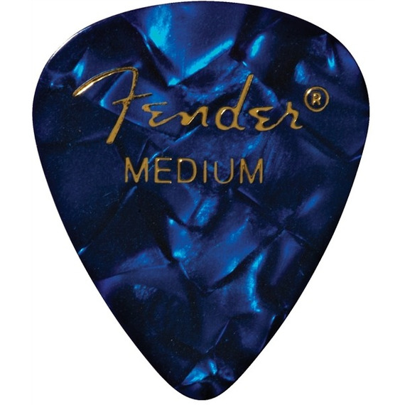 Fender Premium Celluloid 351 Shape Picks Medium Blue Moto 12 Pack