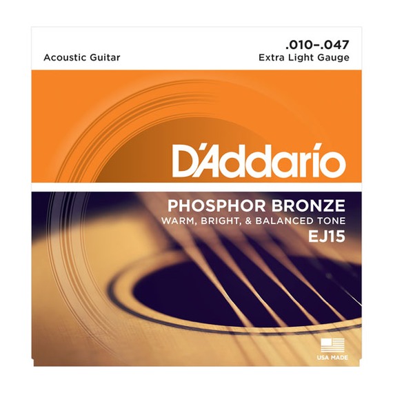 D'addario EJ15 Phosphor Bronze Acoustic Strings - 10-47