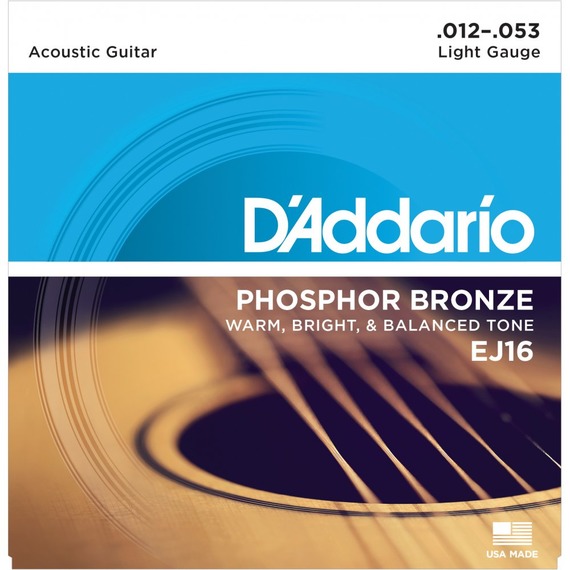 D'addario EJ16 Phosphor Bronze Acoustic Strings - 12-53