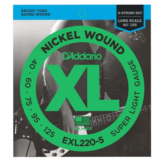 D'addario EXL220-5 Nickel Bass 5 String Super Light 40-125