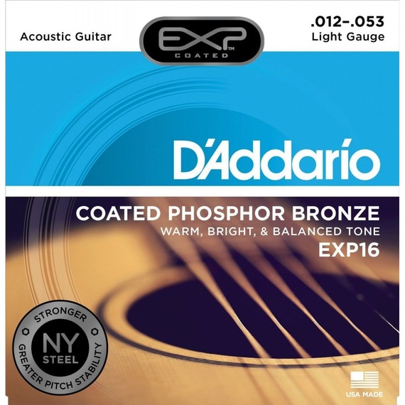 D'addario EXP16 Coated Phosphor Bronze Acoustic Strings - 12-53