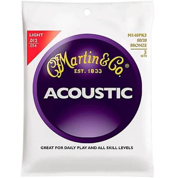 Martin M140 Light Gauge Acoustic Strings - 3 Pack