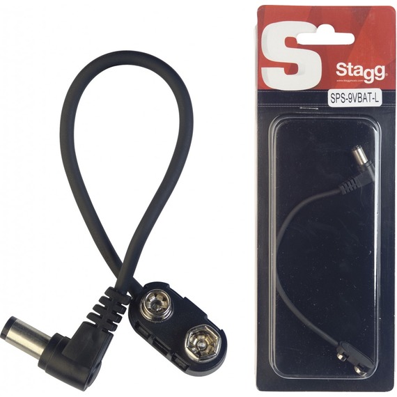 Stagg 1 Way Pedal Extension Cord 0.15 metre - Right Angled Male to Battery Snap