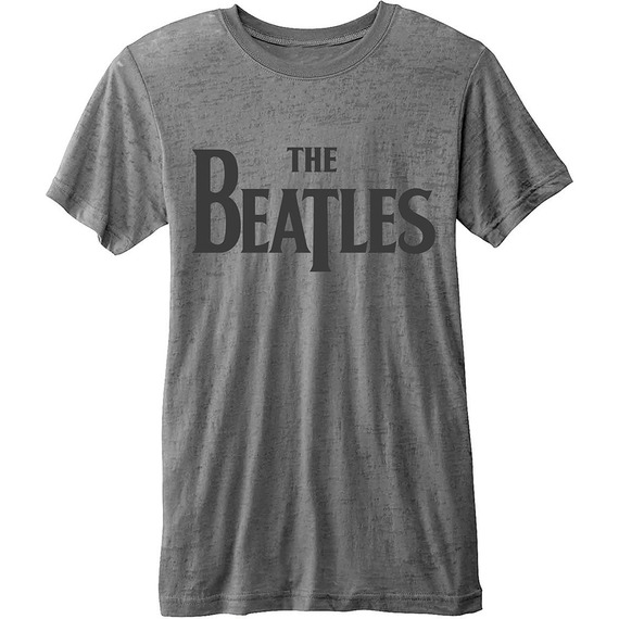 Official Beatles Burn-Out Drop T Logo T-Shirt