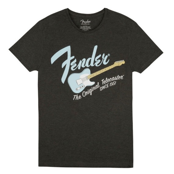 Fender T-Shirt - Original Tele Grey / Sonic Blue Logo 