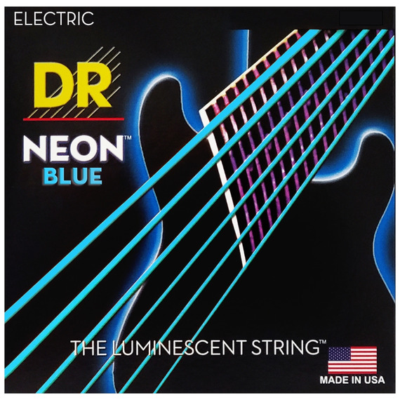 DR Hi-Def Coated Electric Guitar Strings Neon Blue 