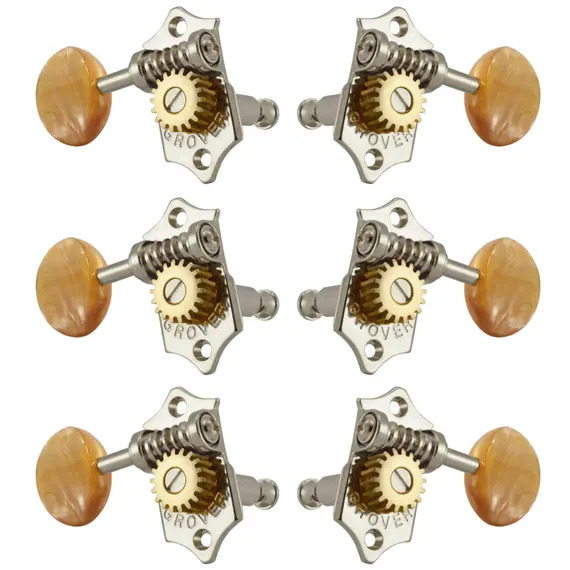 Grover Sta-Tite 18:1 Vertical 97 Series Machinehead Set 3 + 3 Nickel - Acrylic Buttons