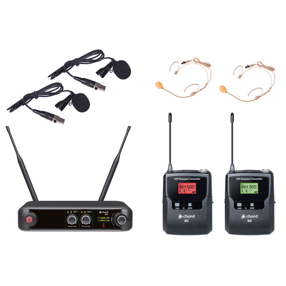 Chord XU Series UHF 2-Channel Wireless Mic System - 2 x Headset / Lavalier
