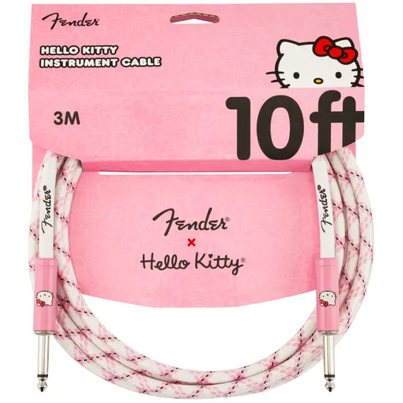 Fender X Hello Kitty White / Pink Woven Guitar Cable - 10ft