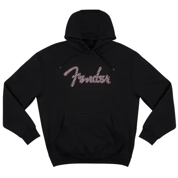 Fender Spaghetti Logo Wavy Pink Checker Hoodie