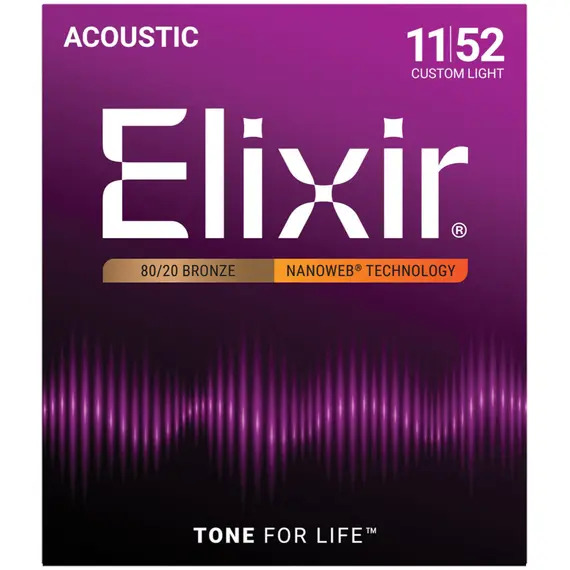 Elixir Nano Web 80/20 Bronze Acoustic Custom Light 11-52