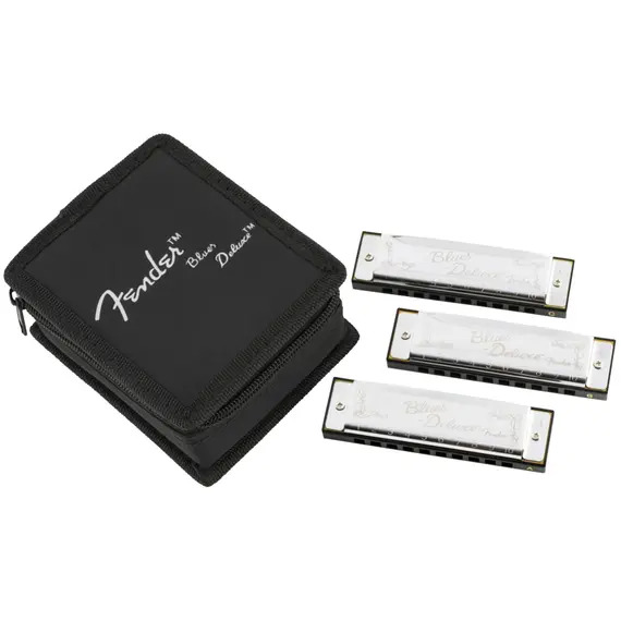 Fender Blues Deluxe Harmonicas - 3 Pack with Case