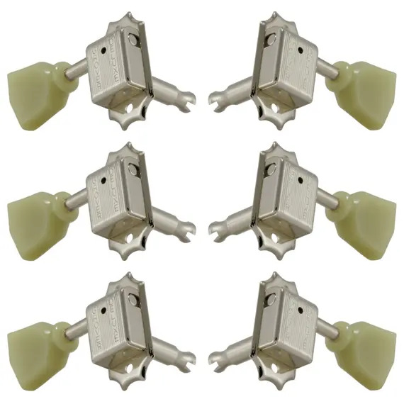 Grover Deluxe 133 Series Machinehead Set Machine Heads Set 3+3 Nickel - Plastic Keystone Buttons