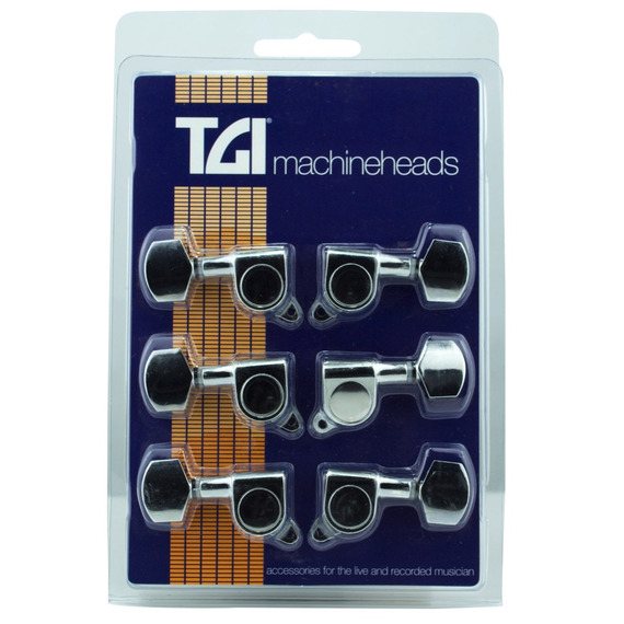 TGI Electric Guitar Machine Head Set Offset Screw - 3 A Side - Chrome