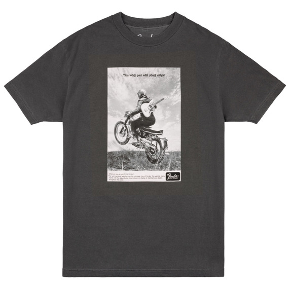 Fender T-Shirt Vintage Ad Biker Graphite