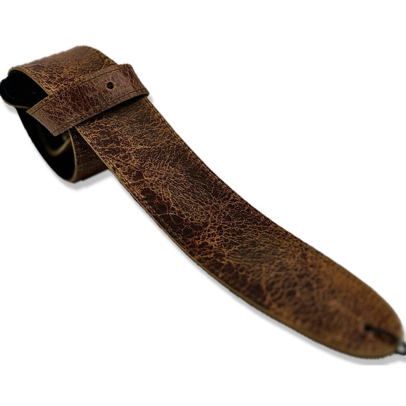 Leather Graft Road Worn Guitar Strap - Worn Brown Tiger Loaf