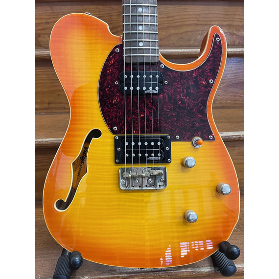 SECONDHAND Vintage AV2HFF Thinline T-Style Electric Guitar - Lightburst