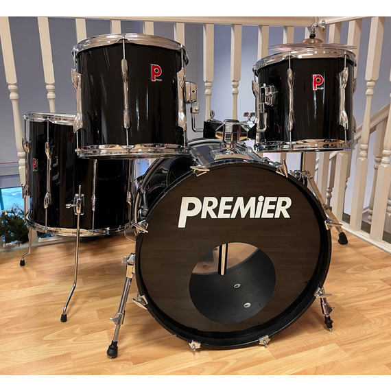 SECONDHAND Premier Vintage Drum Kit - Black - (Hardware + Zildjian Hi-hat Included) 