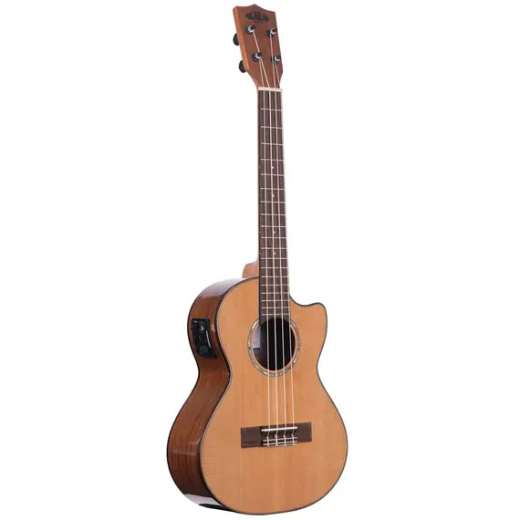 Kala KASCACTCE Solid Cedar Top Gloss Acacia Tenor Ukulele with Cutaway & EQ
